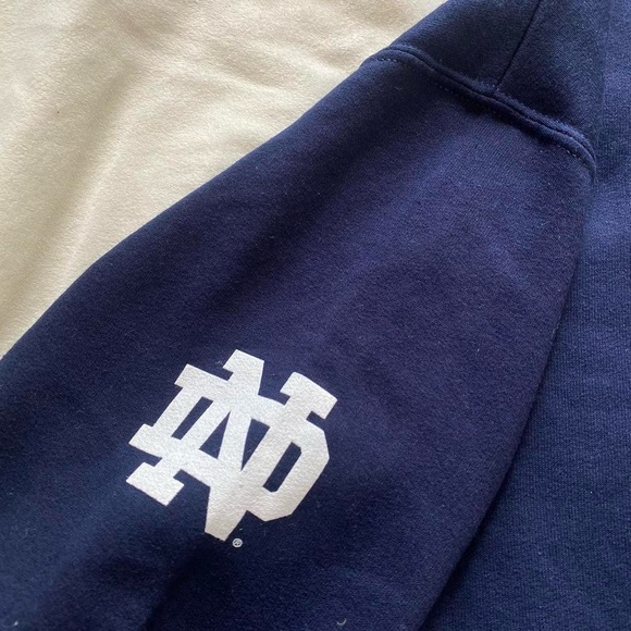 navy blue and white Notre Dame Welsh Family Hall crewneck - Picture 4 of 8